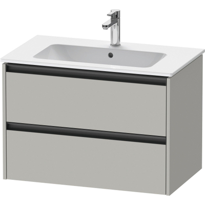Duravit Ketho.2 Wastafelonderbouwkast - met 2 laden - 81x48x55cm - met grepen antraciet - betongrijs mat