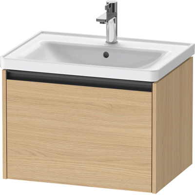 Duravit ketho meuble 2 vasques avec 1 tiroir 63.4x45.5x44cm avec poignée anthracite chêne naturel mat