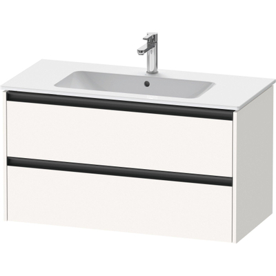 Duravit Ketho.2 Wastafelonderbouwkast - met 2 laden - 101x48x55cm - met grepen antraciet - wit supermat