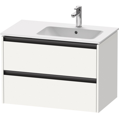Duravit Ketho.2 Wastafelonderbouwkast - met 2 laden - voor waskom rechts - 81x48x54.9cm - met grepen antraciet - wit mat