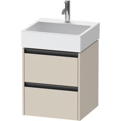 Duravit Ketho.2 Wastafelonderbouwkast - met 2 laden - 48.4x46x54.9cm - met grepen antraciet - taupe supermat
