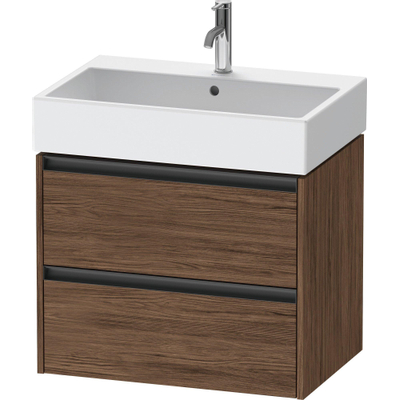 Duravit Ketho.2 Wastafelonderbouwkast - met 2 laden - 68.4x46x54.9cm - met grepen antraciet - donker noten mat