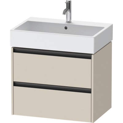 Duravit Ketho.2 Wastafelonderbouwkast - met 2 laden - 68.4x46x54.9cm - met grepen antraciet - taupe supermat