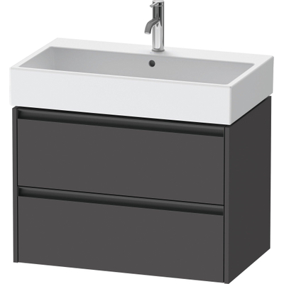 Duravit ketho meuble à 2 vasques avec 2 tiroirs 78.4x46x54.9cm avec poignées graphite mat anthracite