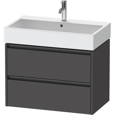 Duravit Ketho.2 Wastafelonderbouwkast - met 2 laden - 78.4x46x54.9cm - met grepen antraciet - grafiet mat