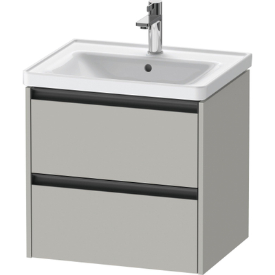 Duravit Ketho 2 Meuble sous lavabo - 2 tiroirs - 58.4x45.5x54.9cm - poignées anthracite - gris béton mat