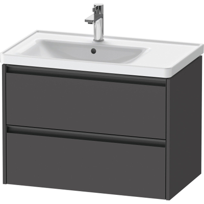 Duravit Ketho.2 Wastafelonderbouwkast - met 2 laden - voor waskom links - 78.4x45.5x54.9cm - met grepen antraciet - grafiet mat
