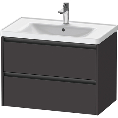 Duravit Ketho.2 Wastafelonderbouwkast - met 2 laden - 78.4x45.5x54.9cm - met grepen antraciet - grafiet supermat