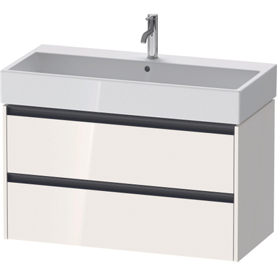 Duravit Ketho.2 Wastafelonderbouwkast - met 2 laden - 98.4x46x54.9cm - met grepen antraciet - hoogglans wit