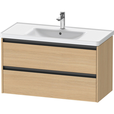 Duravit ketho meuble à 2 vasques avec 2 tiroirs 98.4x45.5x54.9cm avec poignées anthracite chêne naturel mat