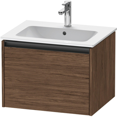 Duravit ketho 2 meuble sous lavabo avec 1 tiroir 61x48x44cm avec poignée anthracite noyer foncé mat