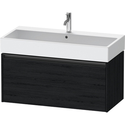 Duravit Ketho.2 Wastafelonderbouwkast - met 1 lade - 98.4x46x44cm - met greep antraciet - eiken zwart mat