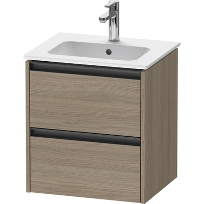 Duravit Ketho.2 Wastafelonderkast - 51x42x54.9cm geschikt - voor 1 waskom - spaanplaat Eiken (terra) - mat eiken terra (hout)