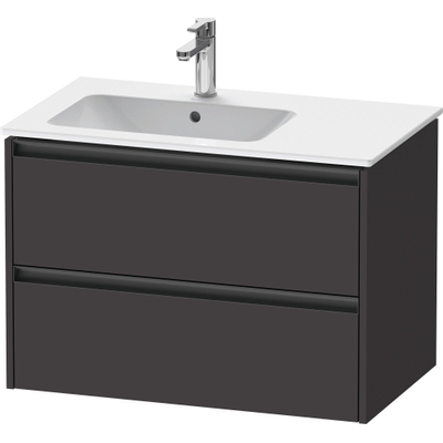 Duravit Ketho.2 Wastafelonderbouwkast - met 2 laden - voor waskom links - 81x48x54.9cm - met grepen antraciet - grafiet supermat