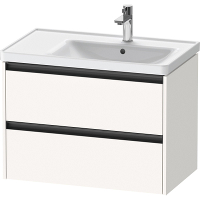 Duravit Ketho.2 Wastafelonderbouwkast - met 2 laden - voor waskom rechts - 78.4x45.5x54.9cm - met grepen antraciet - wit supermat