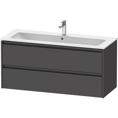 Duravit Ketho 2 meuble sous-lavabo avec 2 tiroirs pour lavabo simple 121x48x55cm avec poignées anthracite graphite mat