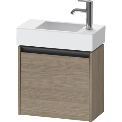 Duravit Ketho.2 Wastafelonderbouwkast - met 1 deur - 48.4x23.8x44cm links - met greep antraciet - eiken terra mat