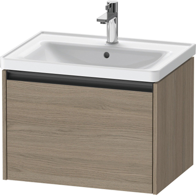 Duravit ketho meuble à 2 vasques avec 1 tiroir 63.4x45.5x44cm avec poignée chêne anthracite terra matt