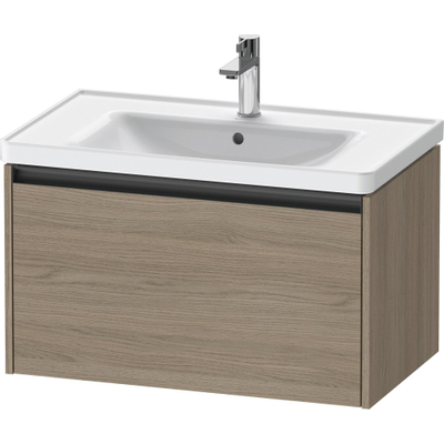 Duravit Ketho.2 Wastafelonderbouwkast - met 1 lade - 78.4x45.5x44cm - met greep antraciet - eiken terra mat