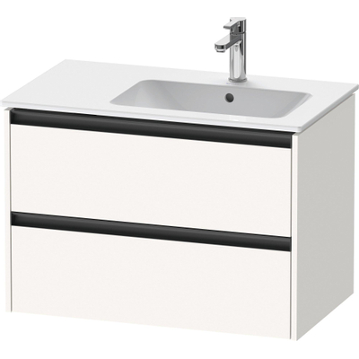 Duravit Ketho.2 Wastafelonderbouwkast - met 2 laden - voor waskom rechts - 81x48x54.9cm - met grepen antraciet - wit supermat