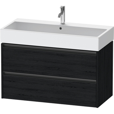 Duravit Ketho.2 Wastafelonderbouwkast - met 2 laden - 98.4x46x54.9cm - met grepen antraciet - eiken zwart mat