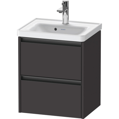 Duravit Ketho.2 Wastafelonderbouwkast - met 2 laden - 48.4x37.5x54.9cm - met grepen antraciet - grafiet supermat