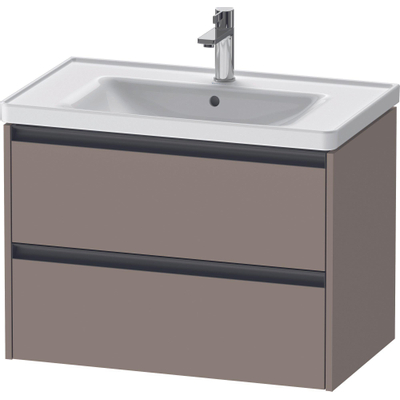 Duravit Ketho.2 Wastafelonderbouwkast - met 2 laden - 78.4x45.5x54.9cm - met grepen antraciet - basalt mat