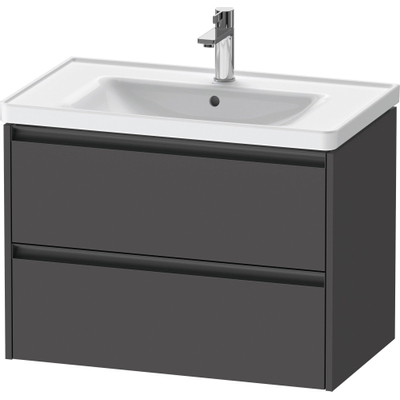 Duravit Ketho.2 Wastafelonderbouwkast - met 2 laden - 78.4x45.5x54.9cm - met grepen antraciet - grafiet mat