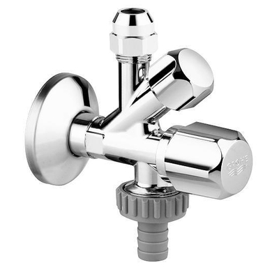 GROHE hoekstopkraan knel met teflon dichtingsring 1/2 x3/8 met kunststof greep chroom