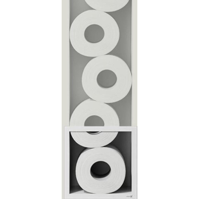 Looox Fermé Support de rouleau de rechange encastré 17.3x74x14cm - 6 rouleaux - Mat blanc