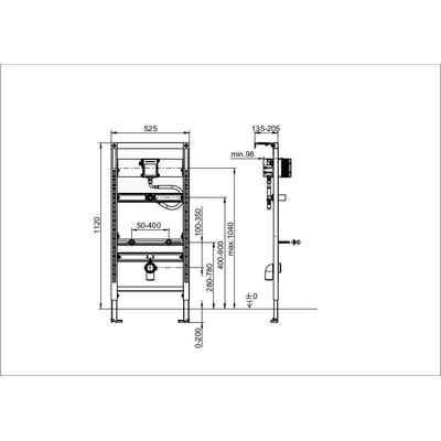 Villeroy & Boch Viconnect urinoir element H1120mm - 52.5x112x9.8cm zelfdragend