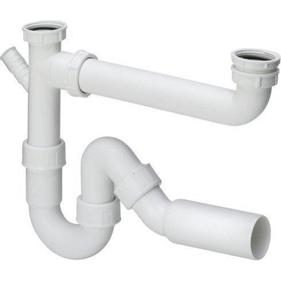 Viega Siphons d'évier Siphon double 1. 1/2 inchinch Polypropylène Blanc