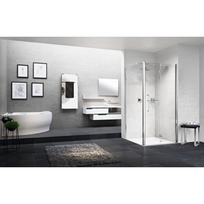 Novellini Young 2.0 1BS porte pliante pour niche 94/98x200cm gauche noir/clair