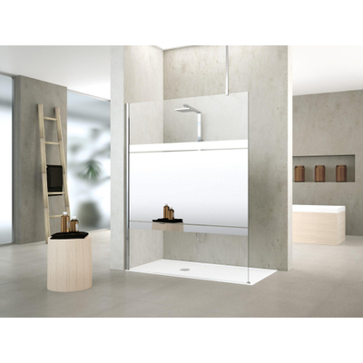 Novellini Kuadra douche à l'italienne H 57/60x200cm avec barre murale 100cm chrome/transparent