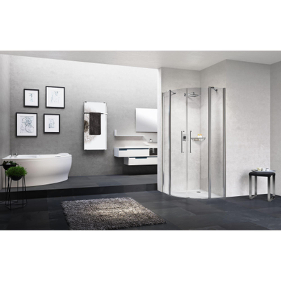 Novellini Young 2.0 R2 cabine de douche quart de cercle avec portes pivotantes et parties fixes 87.5/89.5x200cm matchroom/satin