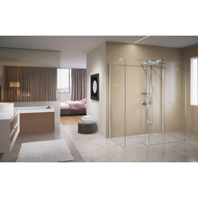 Novellini Kuadra paroi latérale hl 70x200cm pour douche à l'italienne h profil chromé avec verre transparent