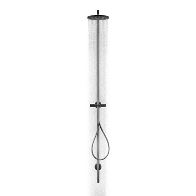 Axor Starck Nature buitendouche – thermostatisch – Ø24 cm hoofddouche – staafhanddouche – 215 cm hoog – zwart mat