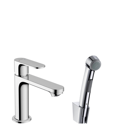 Hansgrohe Rebris s 1 greeps wastafelkraan - 110 bidette - handdouche en doucheslang - 160cm - zonder afvoer chro - hoogglans chroom