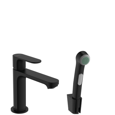 Hansgrohe Rebris S ensemble bidet avec robinet lavabo 1 trou 110 sans bonde avec douchette à main avec flexible de douche 160cm noir mat