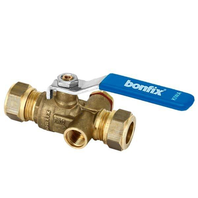 Bonfix robinet-vanne à boisseau sphérique avec orifice de purge à raccord à compression 15mm kiwa