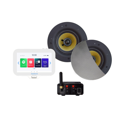 Aquasound N-Joy Connect n-joy connect badkamerradio - controller (ipx7) - wand lader - samba speakerset mat chroom - bluetooth versterker / 50 watt / 230v/12v