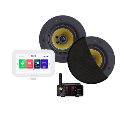 Aquasound N-Joy Connect n-joy connect badkamerradio - controller (ipx7) - wand lader - zumba speakerset zwart - bluetooth versterker / 70 watt / 230v/24v