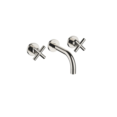 Dornbracht Tara afbouwdeel wastafelkraan - voorsprong 16cm - met kruisgrepen - platina (grijs)