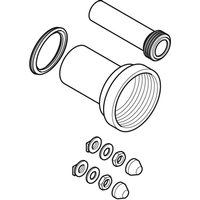 Geberit aansluitgarnituur PE - 18.5cm - 90mm - 10.2cm - afvoer - toevoer
