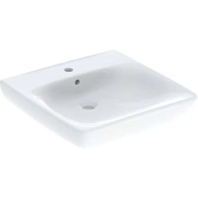 Geberit 300 Comfort Lavabo ergonomique 55x55cm avec trou de robinet et trop-plein Blanc