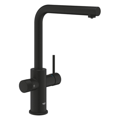 Grohe Blue Pure 1-gats Wastafelkraan - met filterfunctie - uittrekbare uitloop - voorsprong 22.3cm - phantom black (zwart)