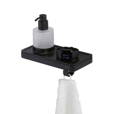Geesa Frame Distributeur savon avec tablette murale et crochet 21x10.8x20.5cm Noir