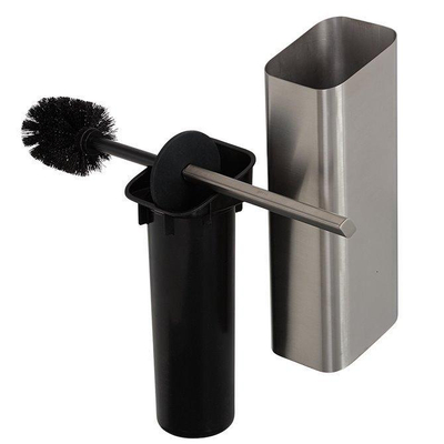 Geesa Shift Brosse de toilette avec support inox brossé (couvercle et brosse noirs)