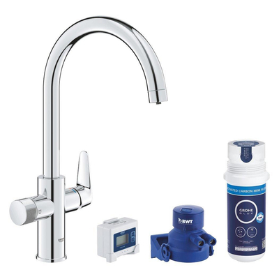 Grohe Blue Pure Start Curve Keukenmengkraan - met filterfunctie - C-uitloop - chroom