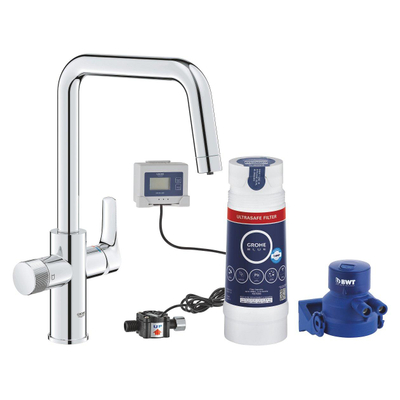 Grohe Blue Pure Start Mitigeur de cuisine - bec en forme C - avec fonction filtre - Chrome